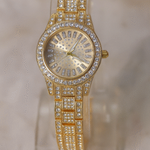 Luxury Gold-Plated Diamond-Style Women’s Watch